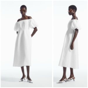 NEW COS OFF-THE-SHOULDER PUFF-SLEEVE MIDI DRESS SIZE 8​​​